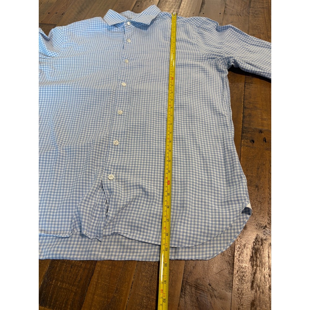 Barba Napoli Mens Gingham Button Down Shirt Blue White Cotton Italy Size L - Picture 12 of 13